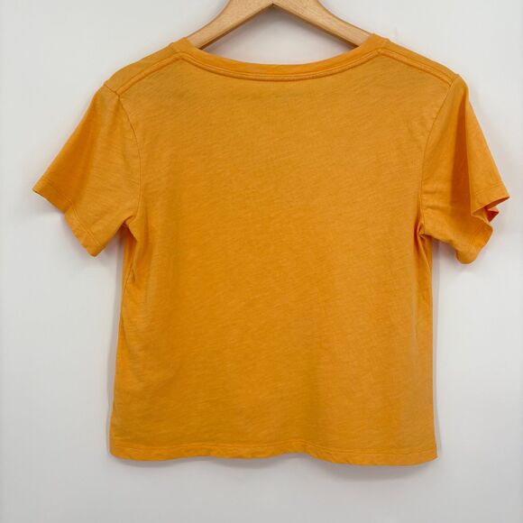 Athleta Organic Daily Crop V-Neck Tee, Sz XS, Tuscan Gold Boxy Workout Cotton - Picture 2 of 8